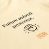 Baby onesie - ecru colour. Pic of a fist, Animals Australia logo and 'Future animal protector.'