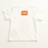 Back of white baby tee with orange Animals Australia logo